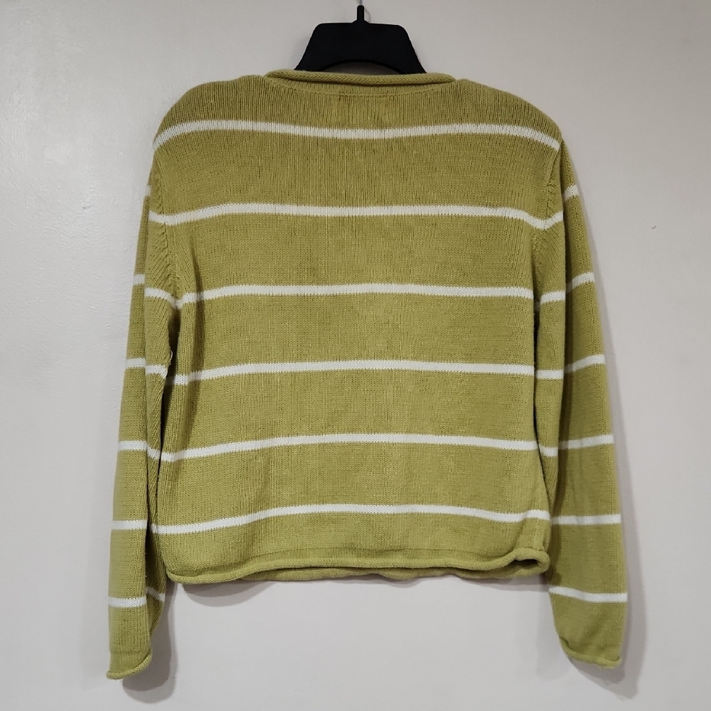 Christopher & Banks Green and White Crew Neck Sweater - Picture 2 of 5